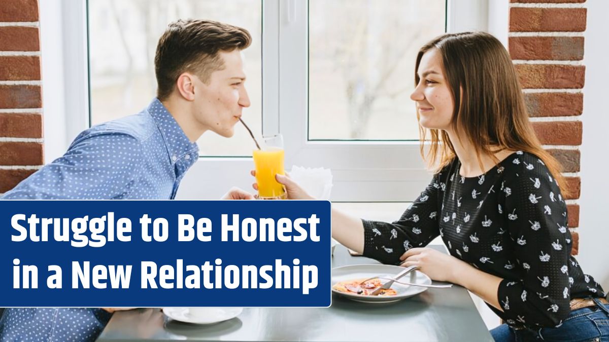 Couple having an orange juice in a restaurant.