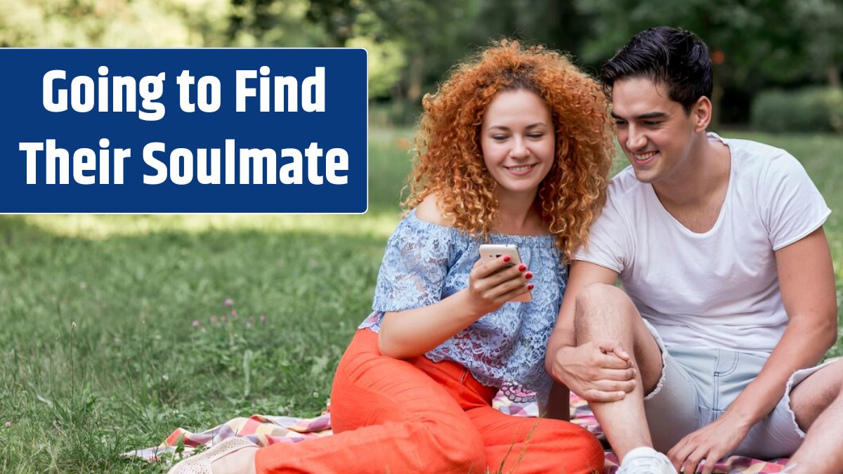 Cute happy loving couple outdoors taking a selfie.