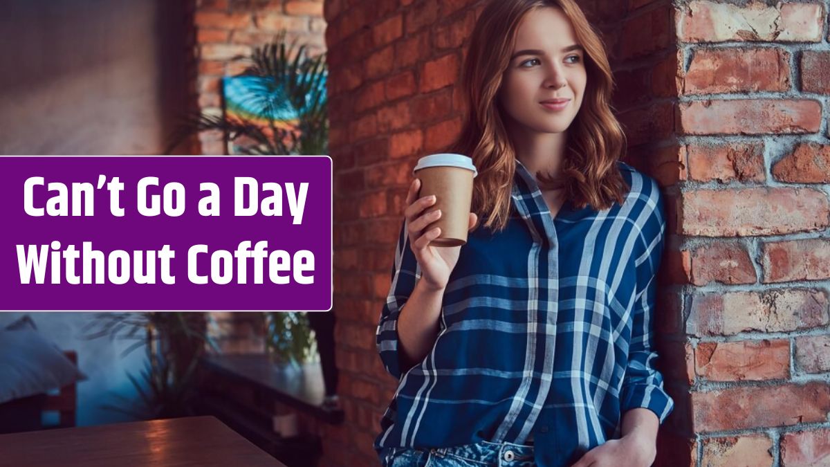 Portrait of a young hipster girl drinks morning coffee.