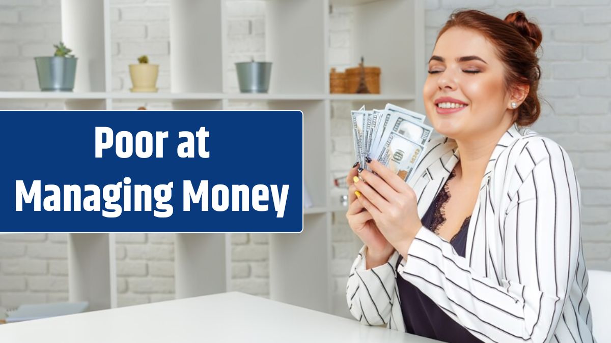 Smiling girl with dollar's banknotes.